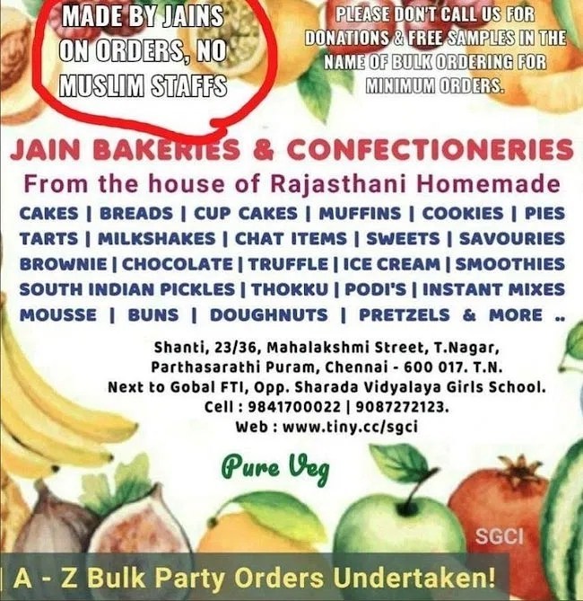 No Muslim Staff: Bakery Owner In Chennai Arrested After Posting Offensive Advertisement